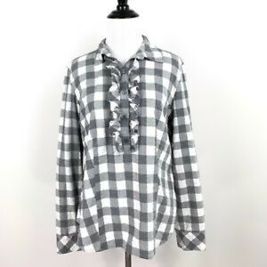 Talbots Women's Popover Paid Ruffle Top Sz 10